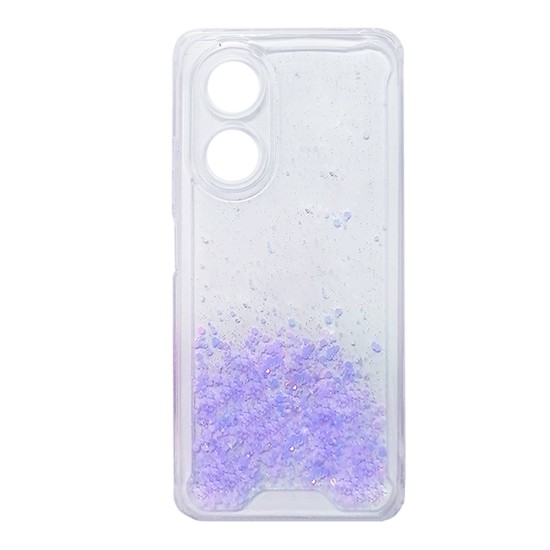 Hard Silicone Case with Glitter for Oppo A58 4g Purple